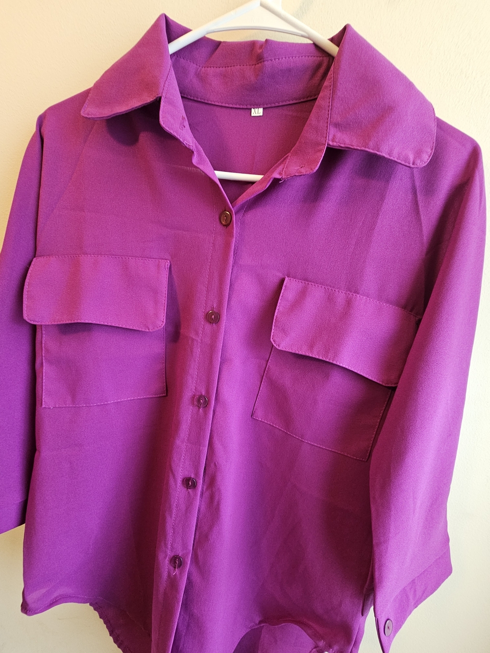 Purple Button-Front Utility Shirt - Picture 3 of 4